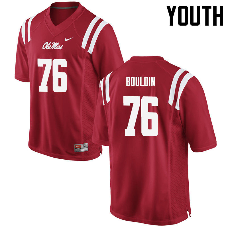 Youth Ole Miss Rebels #76 Daronte Bouldin College Football Jerseys-Red